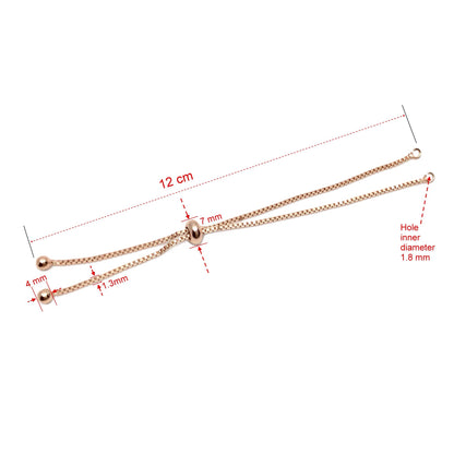 Bolo Bracelet Adjustable Brass High Quality Plated Box Chain Slider Clasp Ball End Semi Finished