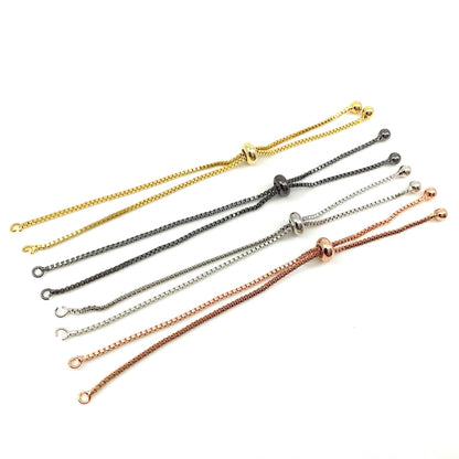 Bolo Bracelet Adjustable Brass High Quality Plated Box Chain Slider Clasp Ball End Semi Finished