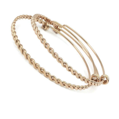 Budget version FLAT BRAIDED TWISTED Stainless Steel Adjustable Wire Bangle Bracelet 60mm diameter 3 Color Options