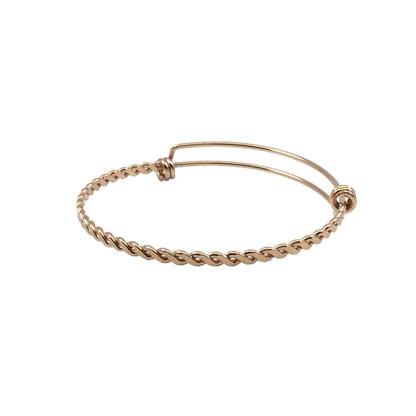 Budget version FLAT BRAIDED TWISTED Stainless Steel Adjustable Wire Bangle Bracelet 60mm diameter 3 Color Options