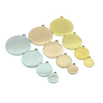 5 pcs Stainless Steel Round Charms / Pendants Disc Circle Blank Engravable Stamping 10mm 15mm 20mm 25mm