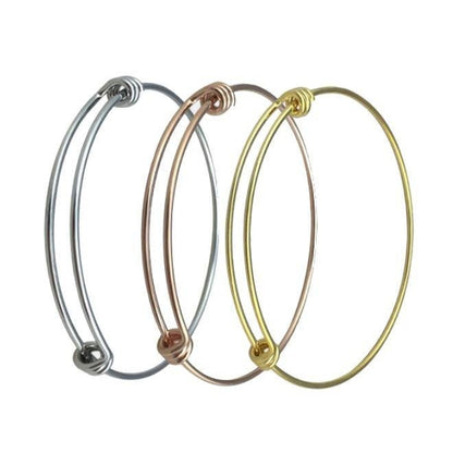 You Pick 3 color options Bulk Lot 50 pcs Stainless Steel Adjustable Wire Bangle Bracelet 3 Loops Wrap