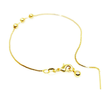 3 Stopper Beads Design Pin Stopper Adjustable Box Chain Bracelet Slider Clasp Brass High Quality Plated