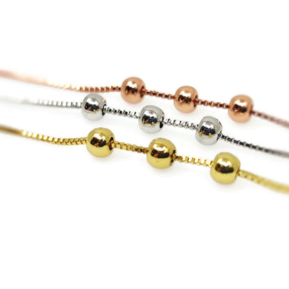 3 Stopper Beads Design Pin Stopper Adjustable Box Chain Bracelet Slider Clasp Brass High Quality Plated