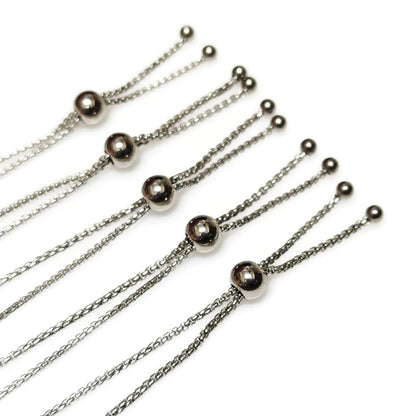 Bulk Adult Size Round Ball Slider Clasp Stainless Steel Bolo Bracelet Adjustable 1.8mm Round Box Chain  Semi Finished Ball End