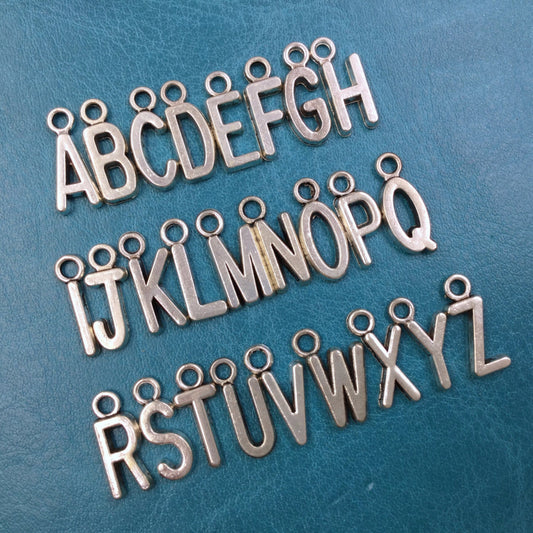 104pcs - 4 sets of 26 pcs Tibetan Silver Alphabet Letter Initial Long Font Charms