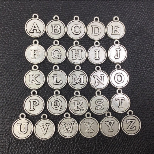 78pcs - 3 sets of 26pcs Tibetan Silver Alphabet Letter Initial Round Charms