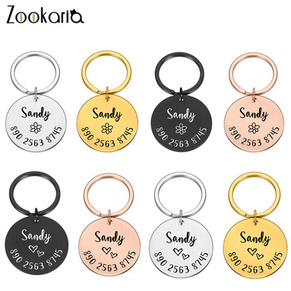 Single Sided Anti-lost ID Round Tag Collar Dog Personalized Pet ID Tag Engraved Pet ID Name for Cat Puppy Dog Collar Tag Name Pet Accessories