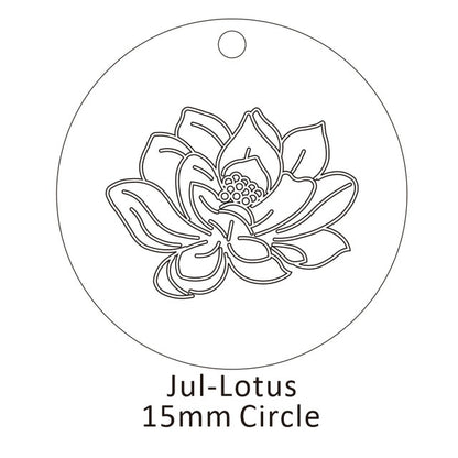 Delicate Birth Flowers Necklace Carnation Rose Charms Layering Flower Month Disc Necklace Jewelry Mother Women Gift 15mm, 18inch