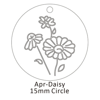 Delicate Birth Flowers Necklace Carnation Rose Charms Layering Flower Month Disc Necklace Jewelry Mother Women Gift 15mm, 18inch