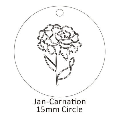 Delicate Birth Flowers Necklace Carnation Rose Charms Layering Flower Month Disc Necklace Jewelry Mother Women Gift 15mm, 18inch
