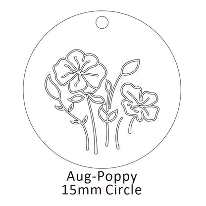 Delicate Birth Flowers Necklace Carnation Rose Charms Layering Flower Month Disc Necklace Jewelry Mother Women Gift 15mm, 18inch