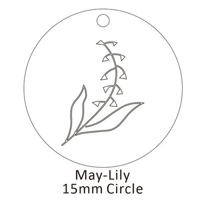 Delicate Birth Flowers Necklace Carnation Rose Charms Layering Flower Month Disc Necklace Jewelry Mother Women Gift 15mm, 18inch