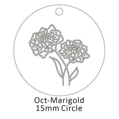 Delicate Birth Flowers Necklace Carnation Rose Charms Layering Flower Month Disc Necklace Jewelry Mother Women Gift 15mm, 18inch