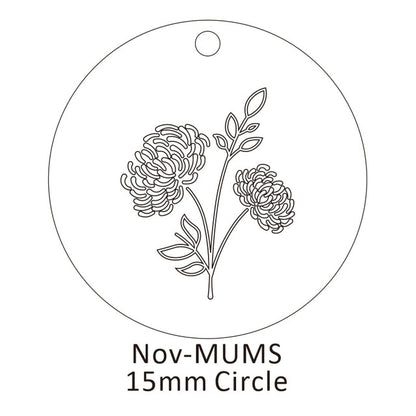 Delicate Birth Flowers Necklace Carnation Rose Charms Layering Flower Month Disc Necklace Jewelry Mother Women Gift 15mm, 18inch