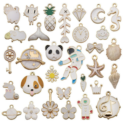 Enamel Mixed Rainbow Charms 30pcs Blue Combo Unicorn Space Ocean Fantasy Charm Series Single Side for DIY Jewelry Necklace Bracelet Earring